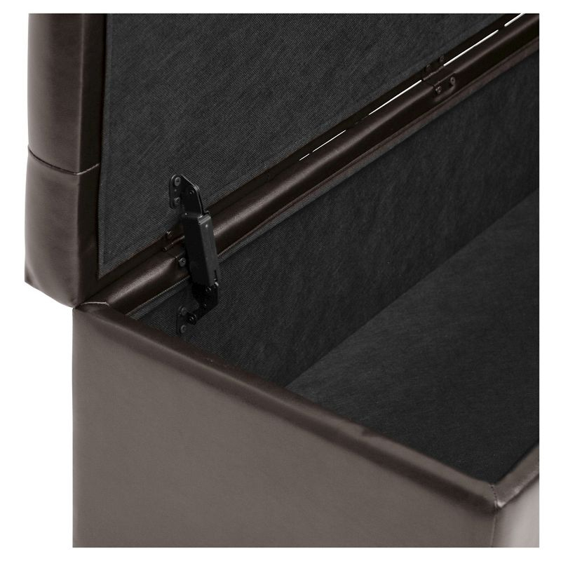 Roanoke Storage Ottoman Dark Brown - Baxton Studio: Upholstered Bench, Wood Frame, Spot Clean