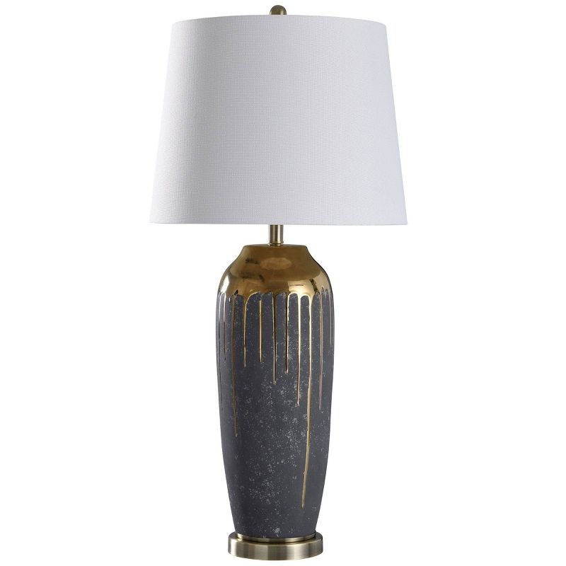 Marloe Gold Ceramic Base Table Lamp - StyleCraft: Metallic Accent, Drum Shade, 3-Way Switch