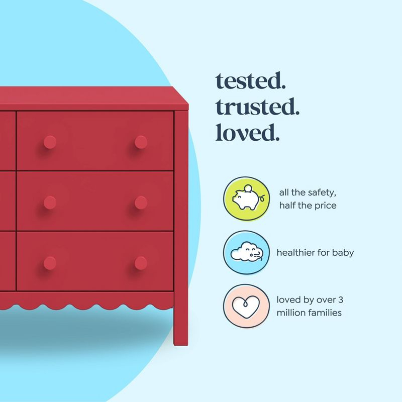 DaVinci Sammy Scallop 6 Drawer Dresser - Tomato Red