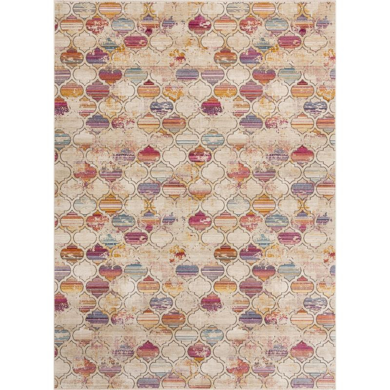 Unique Loom Deepa Collection Area Rug - Static Trellis (10'  x 13' 8" Rectangle Multi/Beige)