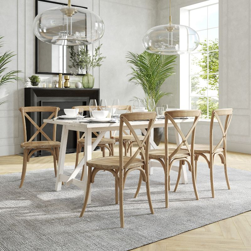 Flash Furniture 2-pack Advantage Medium Natural With White Grain X-Back Chair