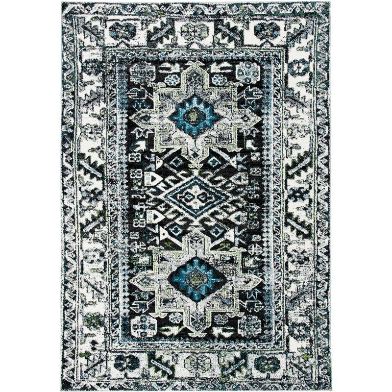 Vintage Hamadan VTH211 Power Loomed Indoor Area Rug - Dark Grey/Ivory - 5'3"x7'6" - Safavieh