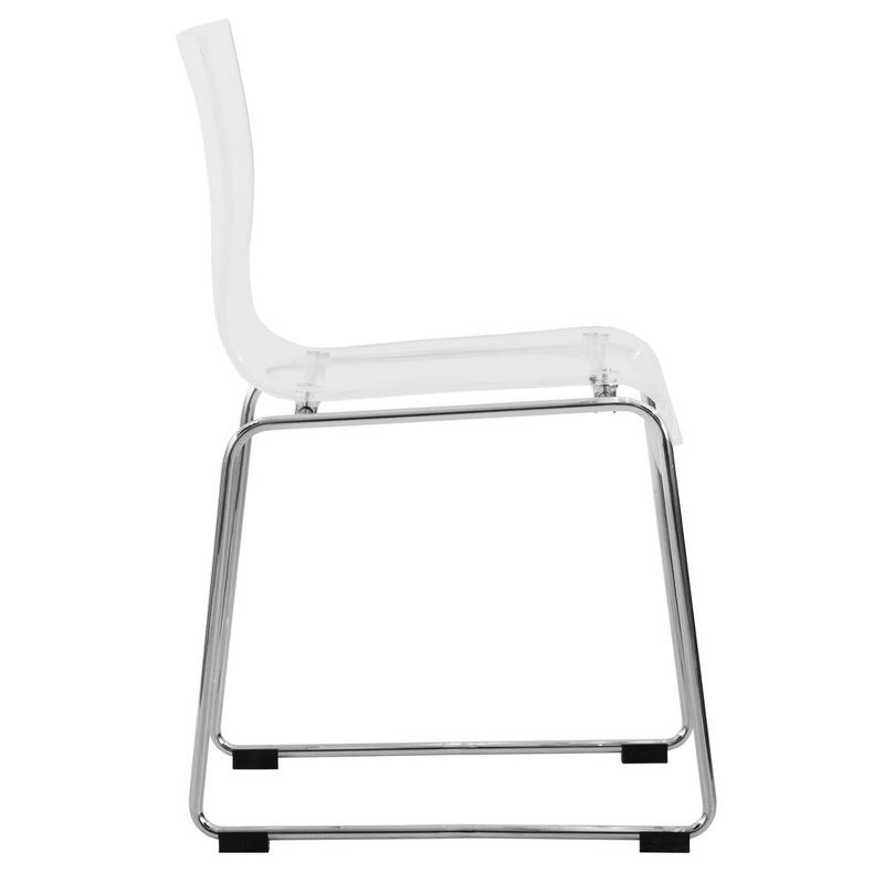 LeisureMod Lima Modern Acrylic Chair, Set of 4 in Clear
