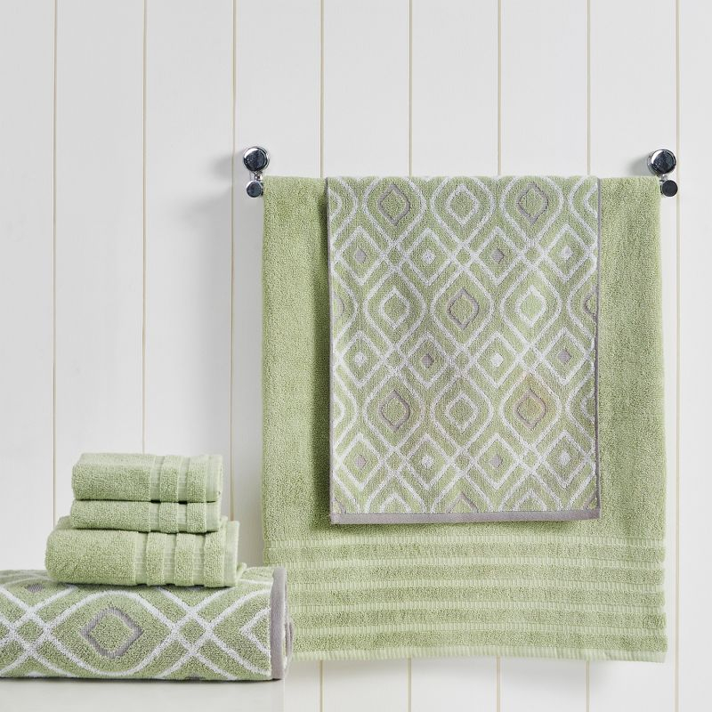 Modern Threads Oxford 6-pc Yarn Dyed Jacquard/Solid Towel Set, Green