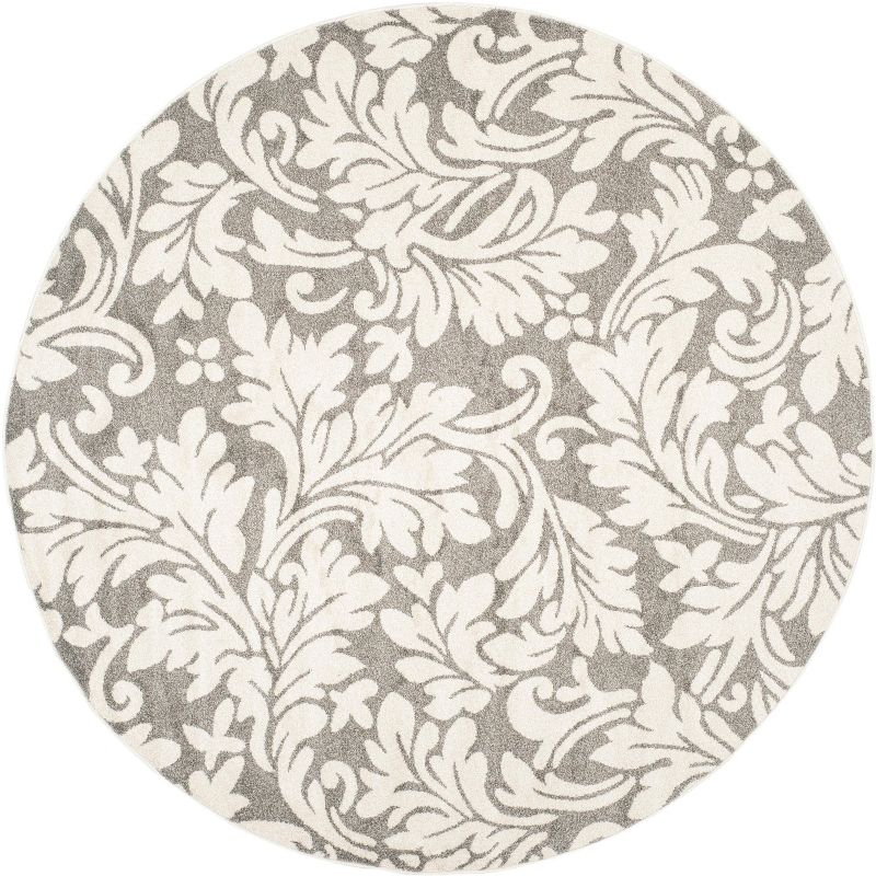 Amherst AMT425 Power Loomed Area Rug - Dark Grey/Beige - 7' round - Safavieh.