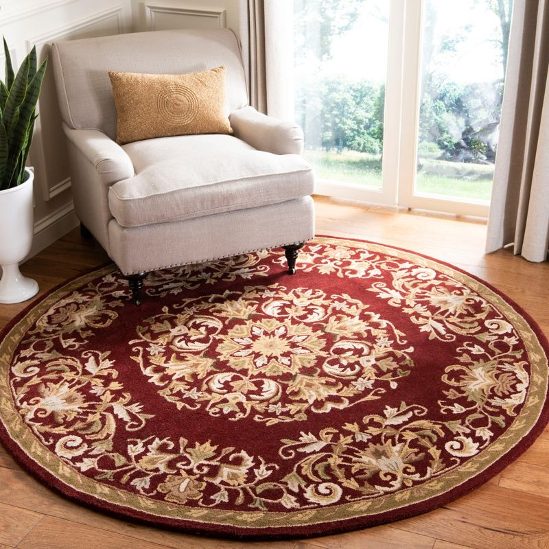 Heritage HG640 Handmade Area Rug - 6' Round - Red - Safavieh