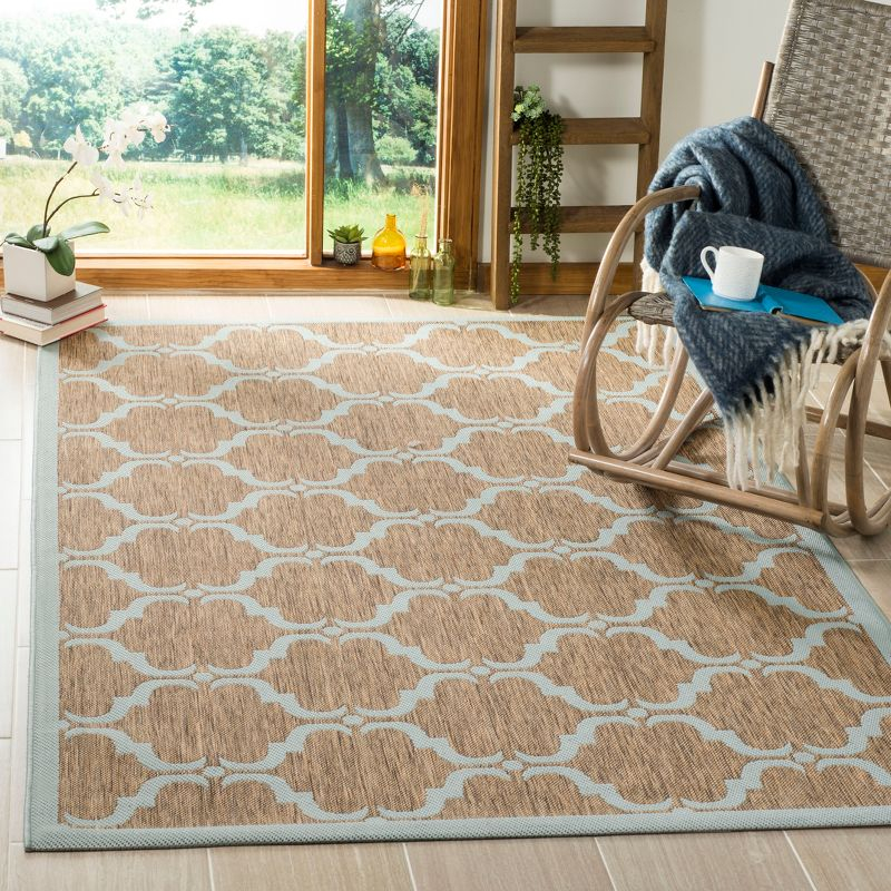 Courtyard CY6009 Power Loomed Indoor and Outdoor Area Rug - Brown/Aqua - 5'3"x7'7" - Safavieh