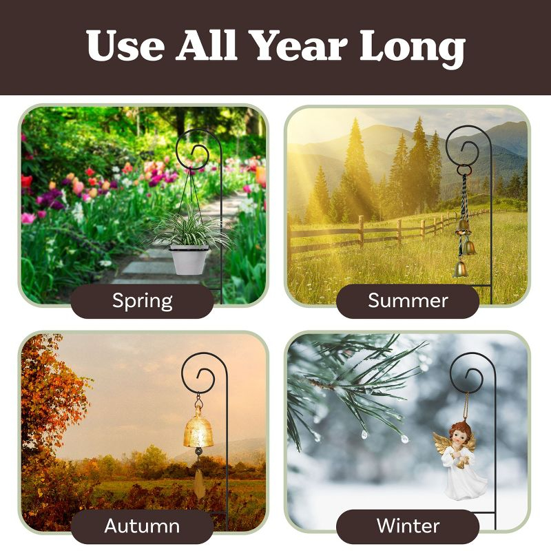 Shepherd Hooks-Set of 2-Metal Pole with Hooks for Hanging Baskets, Bird Feeders & Lanterns-35" Tall- For Flower Gardens & Patios by Nature Spring