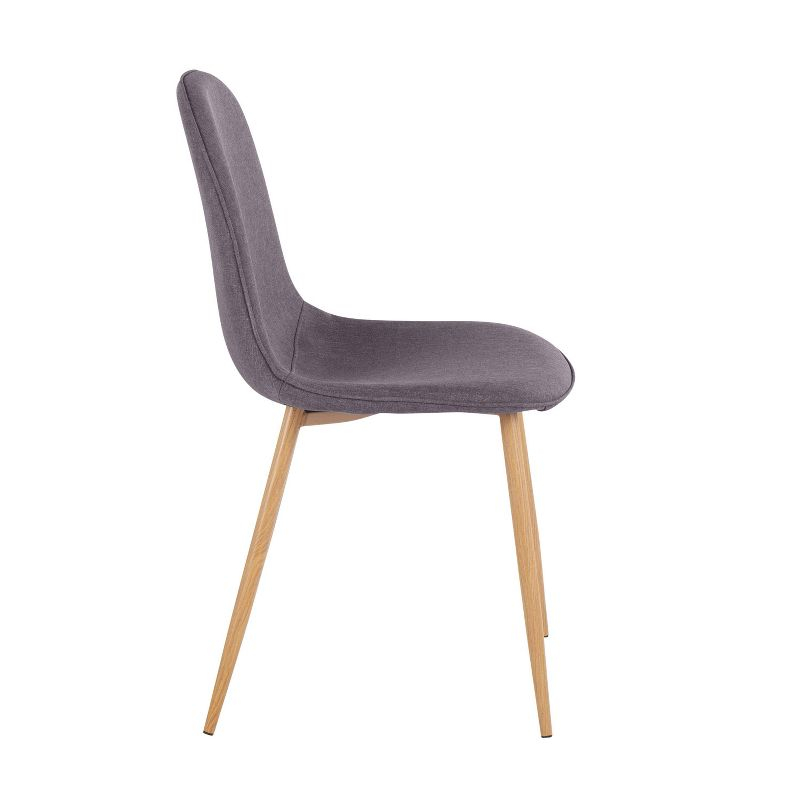 Set of 2 Pebble Metal/Polyester Dining Chairs Natural/Charcoal - LumiSource: Steel Frame, Tapered Legs, Foam Cushion