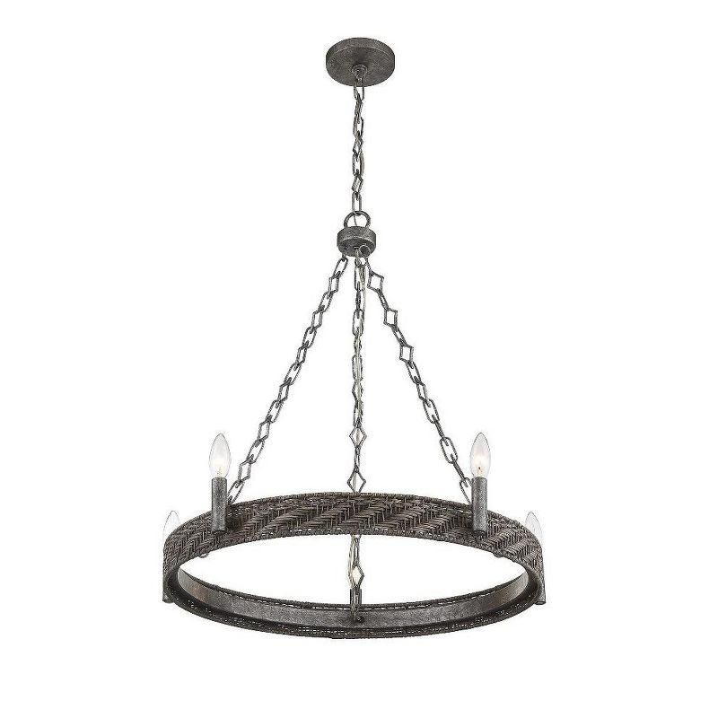 Savoy House Tripoli 5 - Light Chandelier in  Mottled Zinc/Gray Rattan
