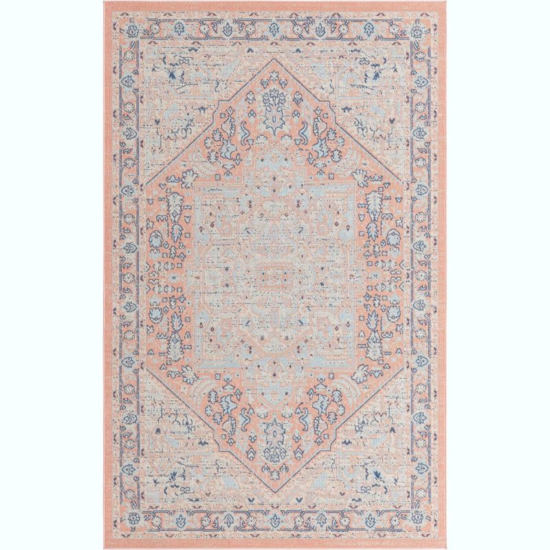 Unique Loom Whitney Collection Area Rug - Milano (5'  x 8' Rectangle Powder Pink/Blue)