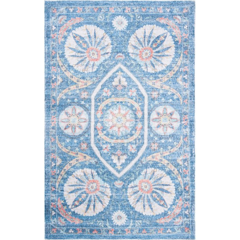 Saffron SFN551 Hand Loomed Area Rug - Blue/Creme - 4'x6' - Safavieh.