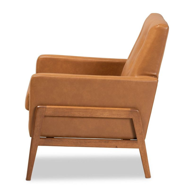 Perris Mid-Century Faux Leather Upholstered Wood Lounge Chair Walnut/Brown - Baxton Studio: Indoor Elegant Comfort