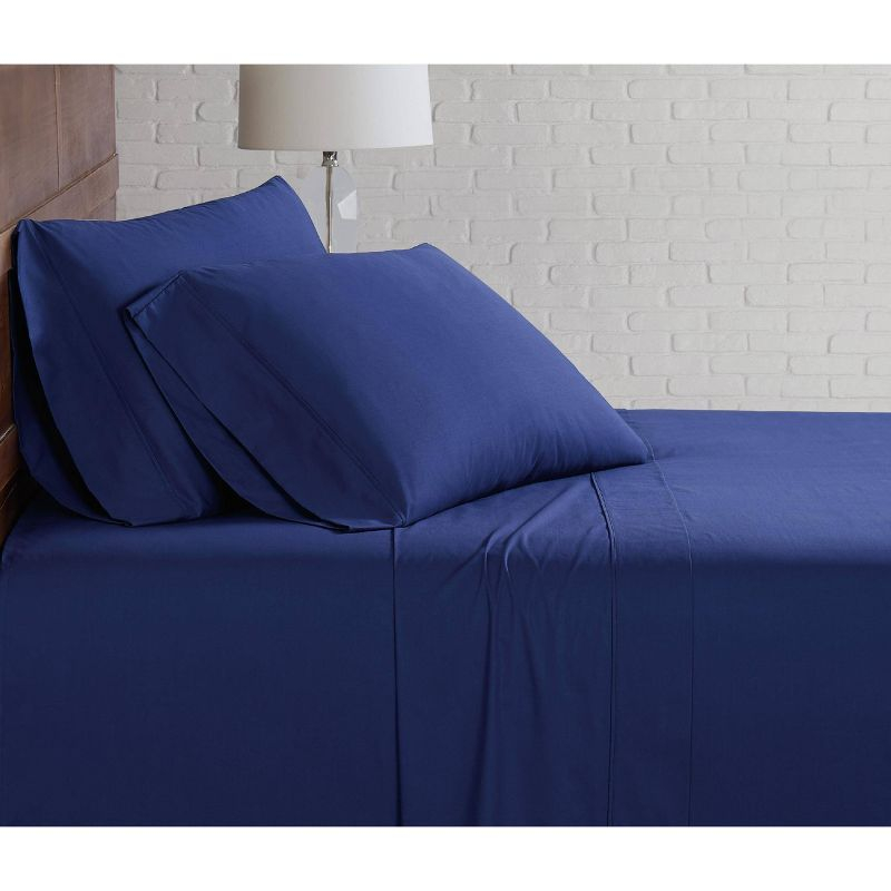 Twin Classic Cotton Solid Sheet Set Navy - Brooklyn Loom