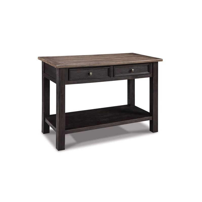 Tyler Creek Sofa/Console Table Grayish Brown/Black - Signature Design by Ashley: Mid-Century Modern with Open Shelf, Storage Drawer