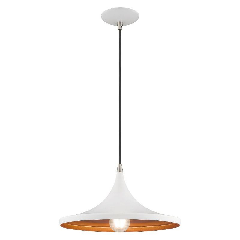 Livex Lighting Metal Shade 1 - Light Chandelier in  White