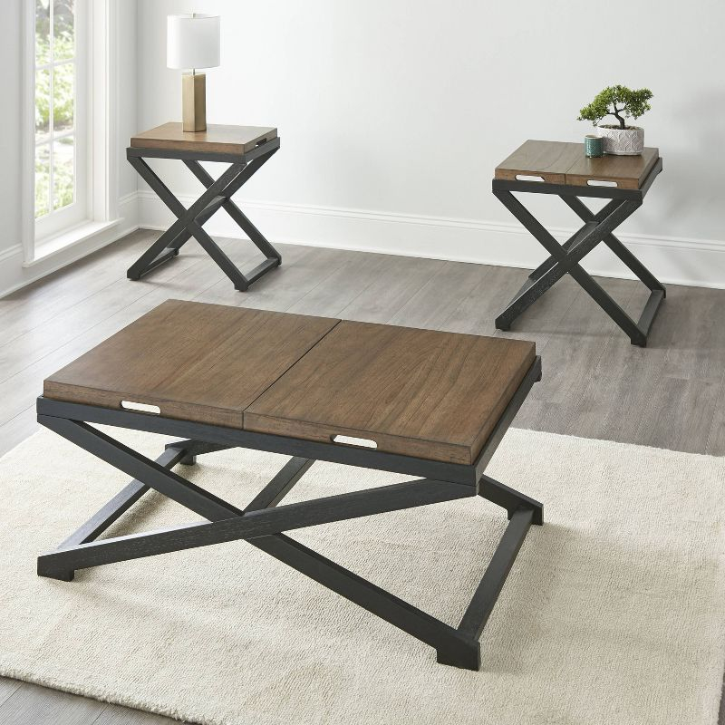 Topeka Cocktail Table Walnut/Black - Steve Silver Co.: Transitional Style, Reversible Top, Rubberwood Frame