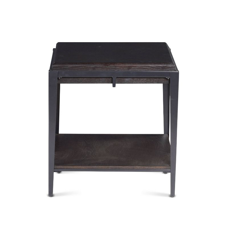 Waco End Table Espresso - Steve Silver Co.: Ash Veneer, Iron Frame, Glass Insert, Shelf