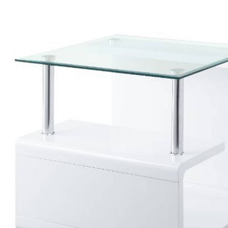24" Nevaeh High Gloss Finish Accent Table Clear Glass/White - Acme Furniture