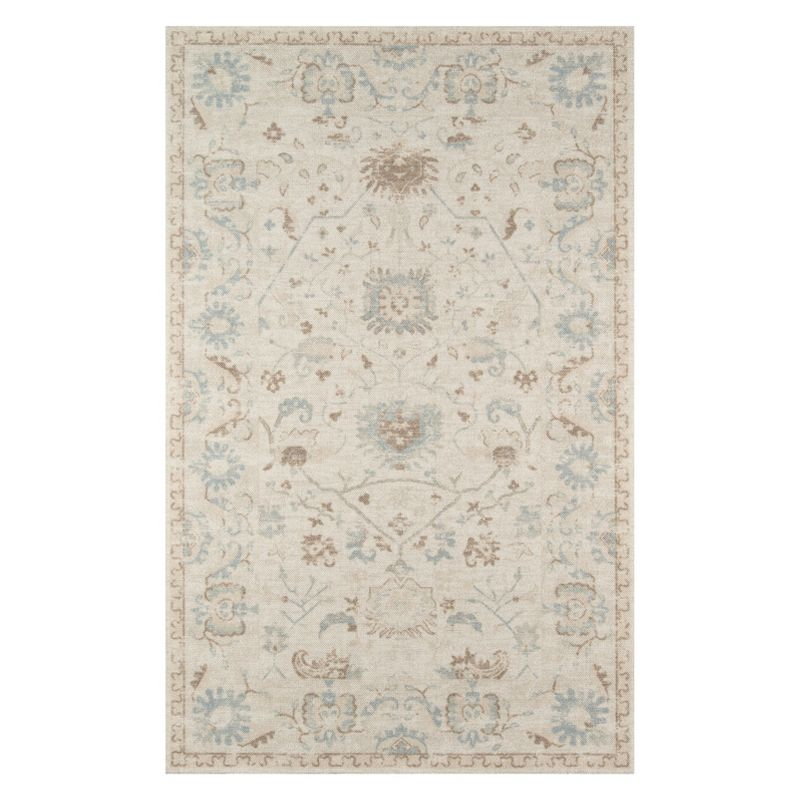3'3"x5' Floral Loomed Accent Rug Beige - Momeni: Traditional Wool & Nylon Botanical Low Pile Indoor Rug
