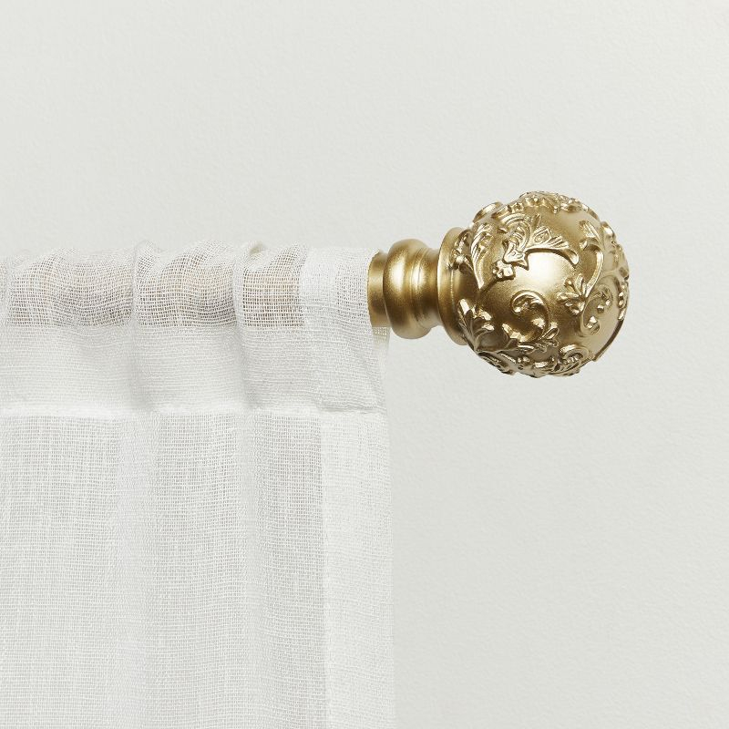 EXCLUSIVE HOME Vine 1" Curtain Rod and Finial Set, Gold, Adjustable 66"-120"