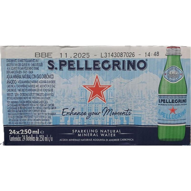 SanPellegrino Sparkling Natural Mineral Water, 8 Oz Bottle (Pack of 24)