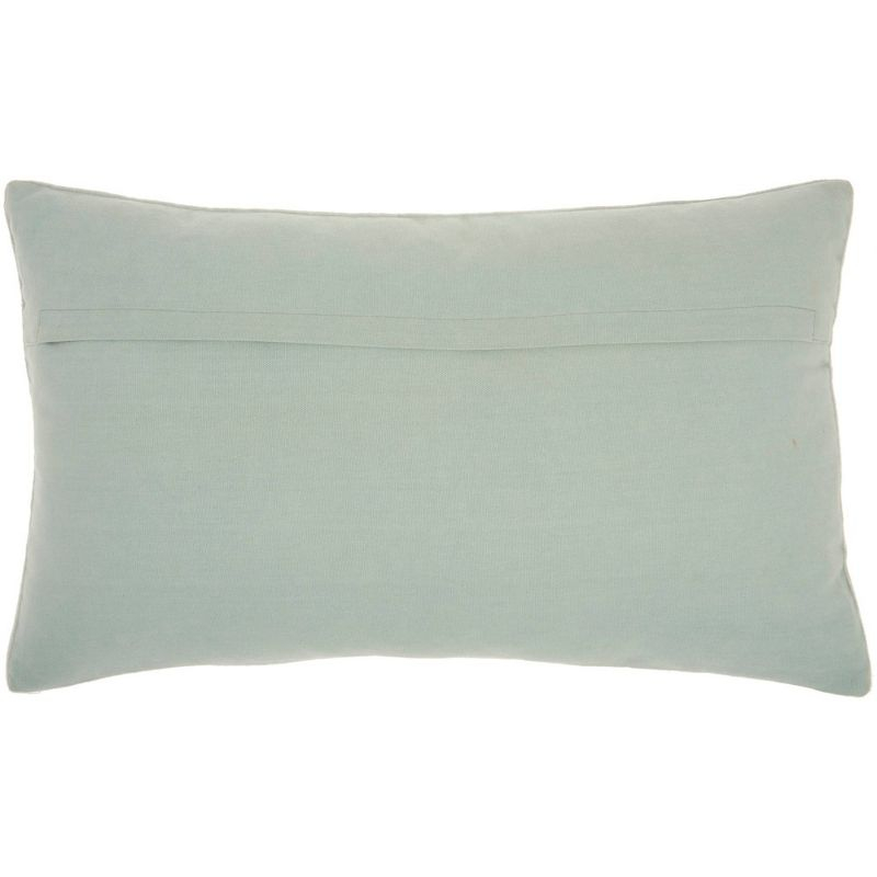 Mina Victory 12"x20" Sofia Beaded Flowers Lumbar Throw Pillow Green: Bohemian Floral Cotton Pillow with Removable Cover
