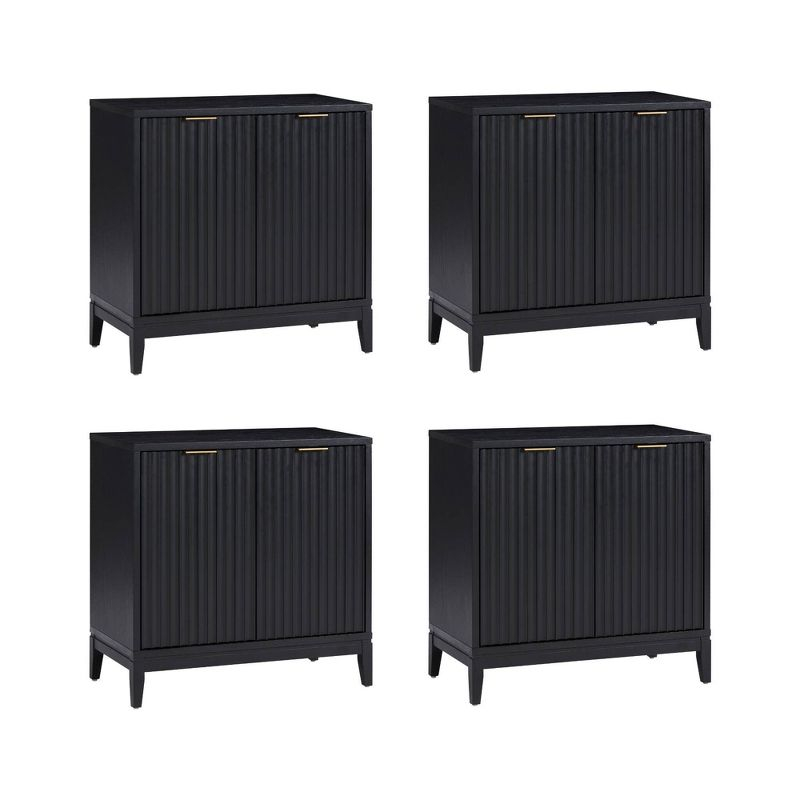Nathan James Set of 4 Jasper Wood Fluted Console Table with Doors Black