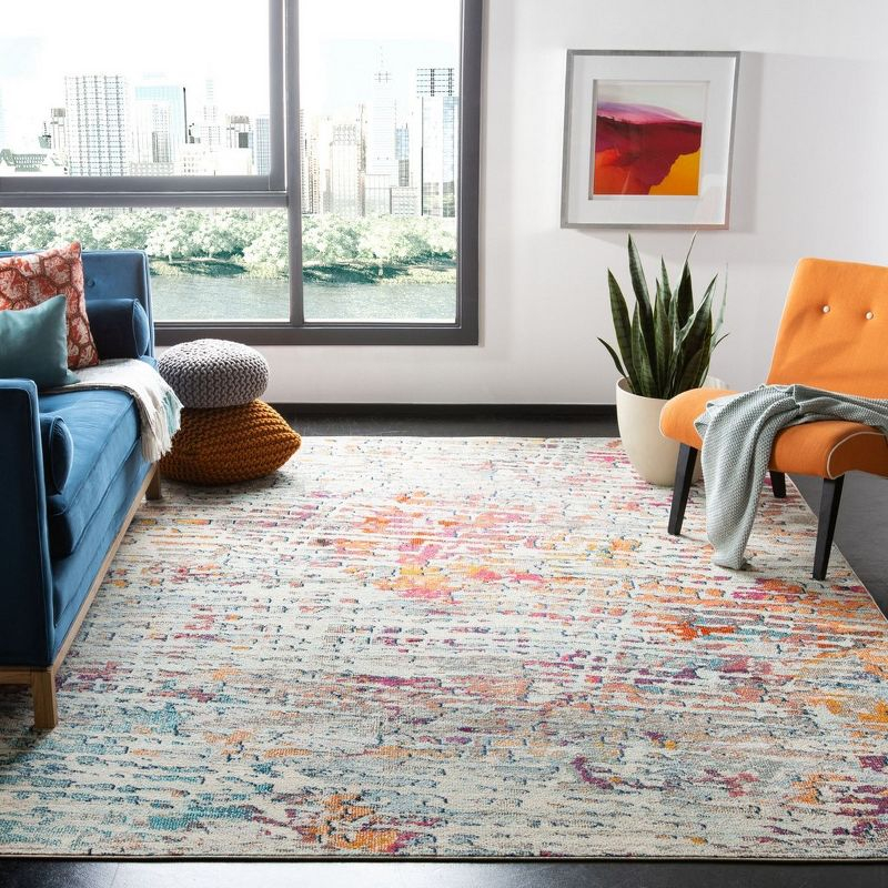 Madison MAD454 Power Loomed Indoor Area Rug - Light Blue/Orange - 9'x12' - Safavieh