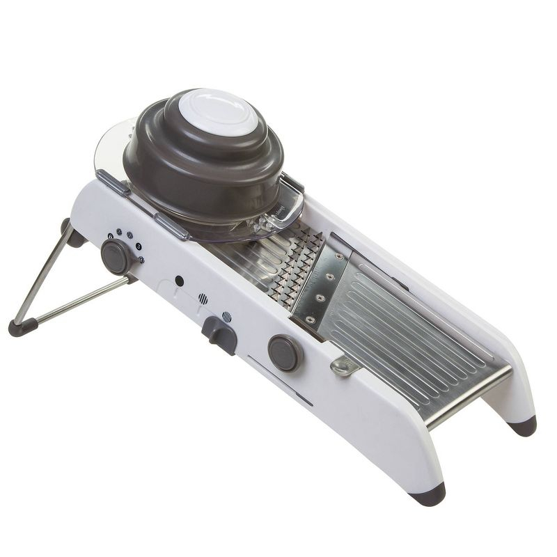 PL8 Professional Mandoline White: Dishwasher-Safe Kitchen Slicer, Stainless Steel Blade, 13.88" Width