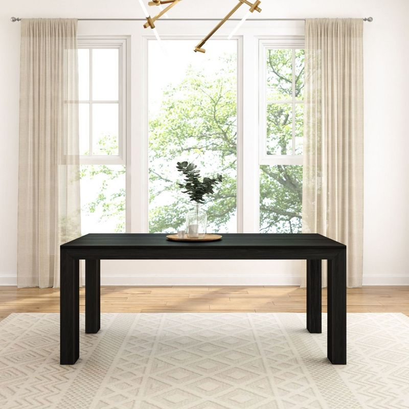Plank+Beam 72" Modern Dining Table for 6, Solid Wood Rectangular Dining Table for Kitchen/Dining Room, Black Wirebrush