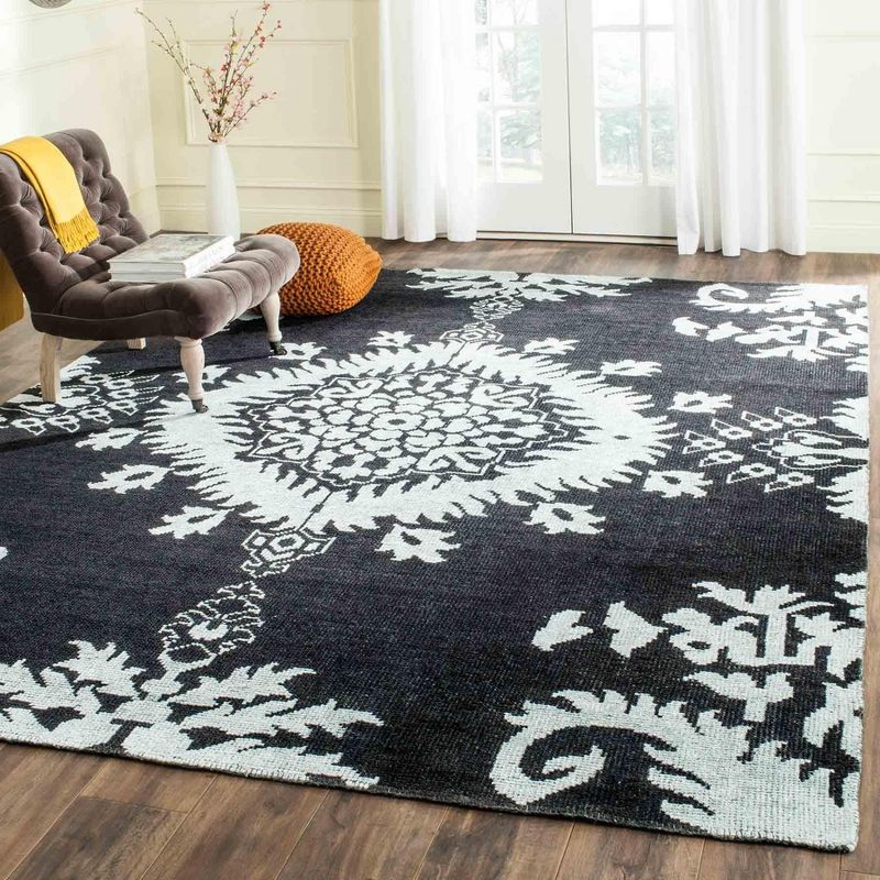 Stone Wash STW235 Hand Knotted Indoor Area Rug - Charcoal - 9'x12' - Safavieh