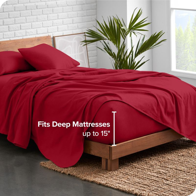 Red Organic Flannel Twin XL Sheet Set by Bare Home