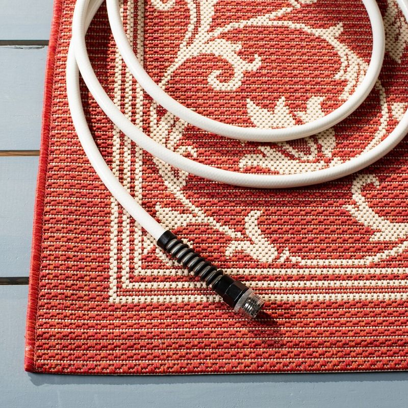Courtyard CY2098 Power Loomed Indoor and Outdoor Area Rug - Red/Natural - 4'x5'7" - Safavieh