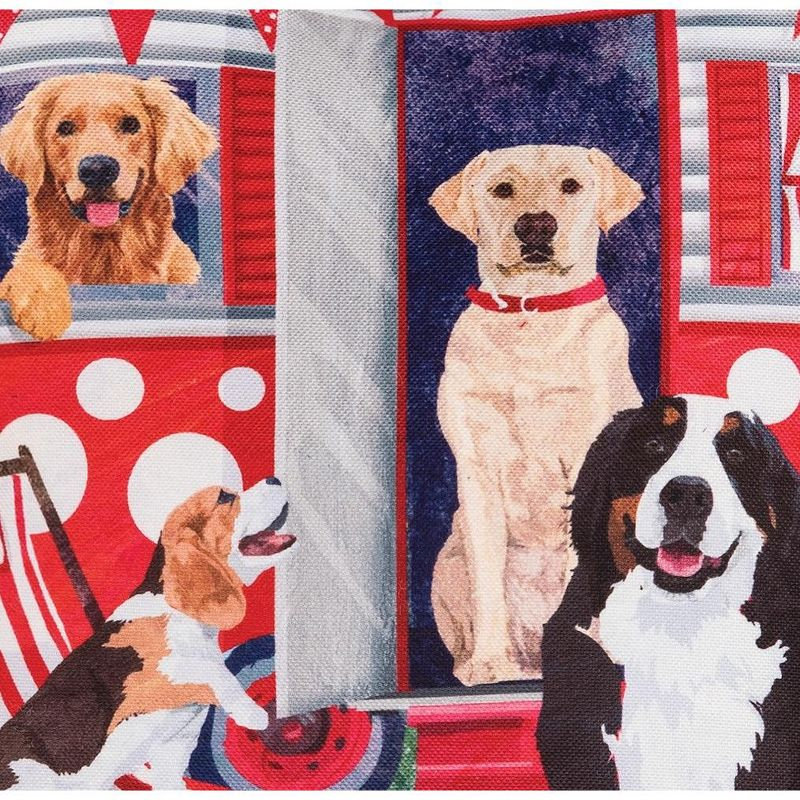 C&F Home 18" x 18" Dog Caravan 4th of July Patriotic, Printed Cotton Square Throw Pillow Large