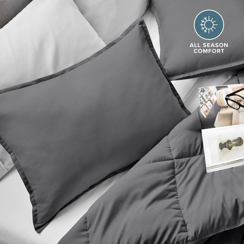 Solid Grey Microfiber Standard Pillow Sham Set by Bare Home