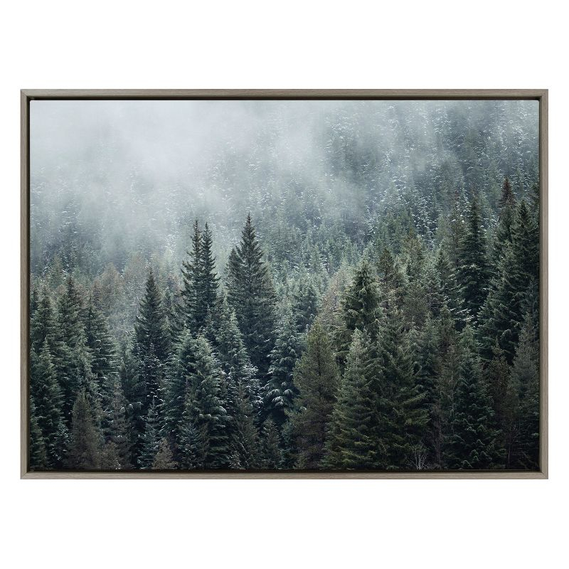 Kate & Laurel All Things Decor Sylvie Evergreen Dream 2 Wall Art: Modern Floating Canvas, Rustic Style