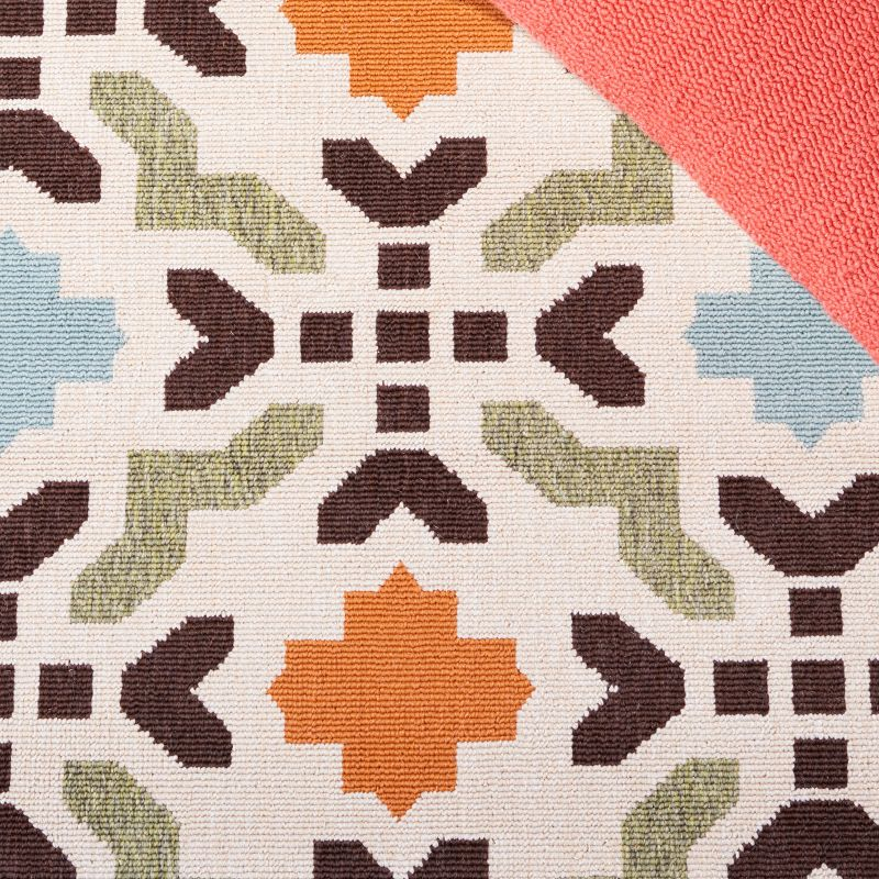 Veranda VER080 Power Loomed Indoor/Outdoor Area Rug - Cream/Terracotta - 5'3"x7'7" - Safavieh.