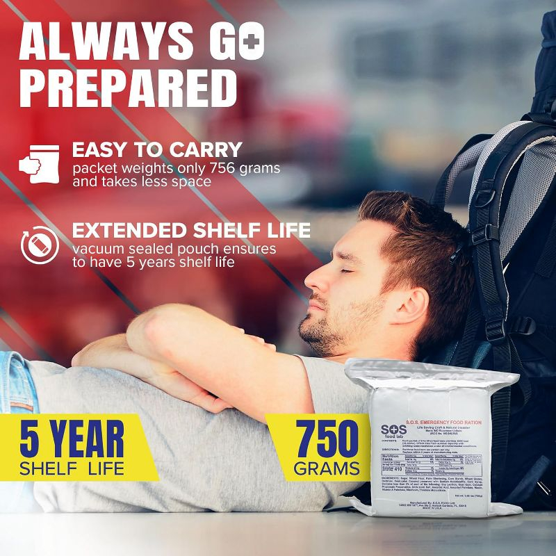 SOS Food Labs, Inc. 185000825 S.O.S. Rations Emergency 3600 Calorie Food bar - 3 Day/ 72 Hour Package with 5 Year Shelf Life!