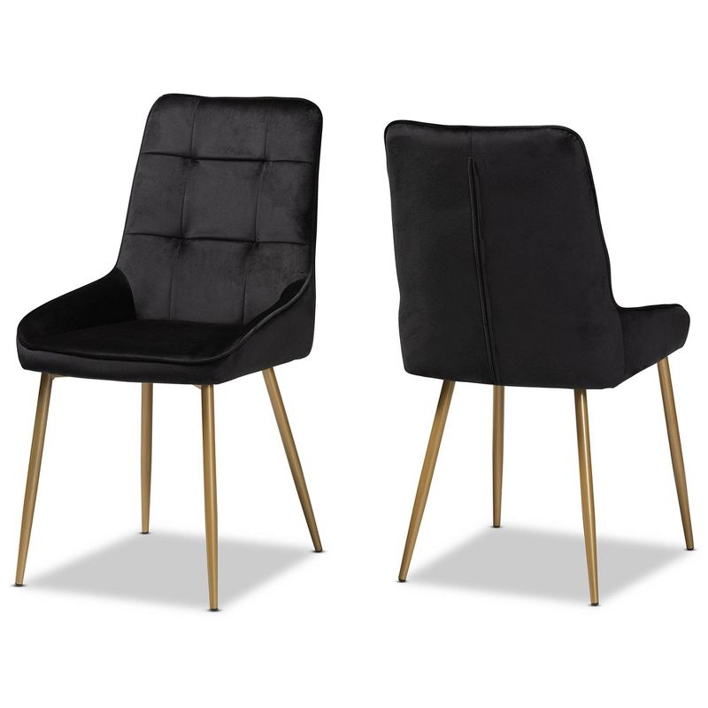 2pc Gavino Metal Dining Chair Set Black/Gold - Baxton Studio