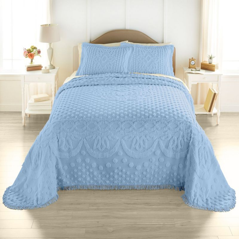 BrylaneHome Georgia Chenille Bedspread - Full, Sky Blue