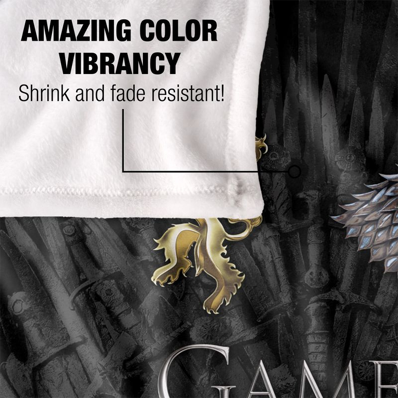 Game of Thrones Blanket, 50" x 60", Chrome House Sigils, Silky Touch Super Soft Throw Blanket