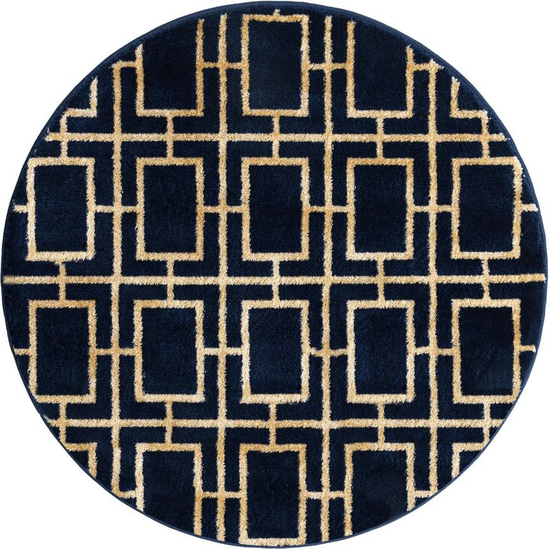 Glam Navy Blue Gold Area Rug