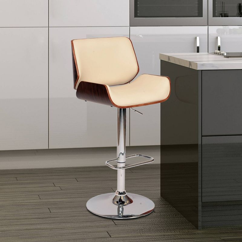 London Swivel Barstool Cream/Walnut - Armen Living