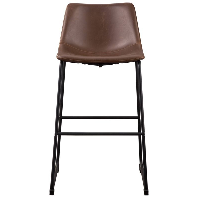 Centiar Pub Height Barstool Brown - Signature Design by Ashley: Faux Leather, Metal Base, Low Back
