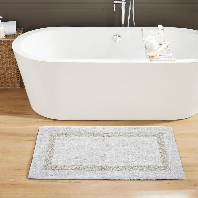 Better Trends Hotel 100% Cotton Tufted Two Tone Reversible Bath Rug 24" x 40" Rectangle - White/Ivory