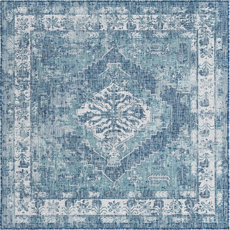 Unique Loom 5' 3 x 5' 3 Square Indoor/Outdoor Traditional Blue Area Rug