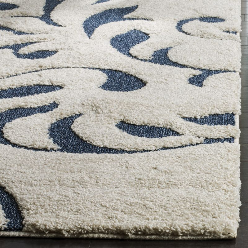 Florida Shag SG468 Power Loomed Indoor Accent Rug - Cream/Blue - 2'3"x4' - Safavieh.