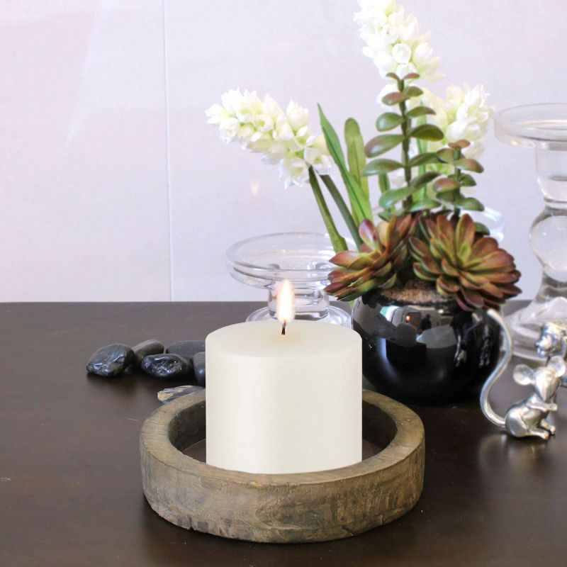 3"x3" 6pk Unscented Flat top Smooth Pillar Candles White - Stonebriar Collection: Machine-Poured, 40hr Burn Time, Cotton Wick