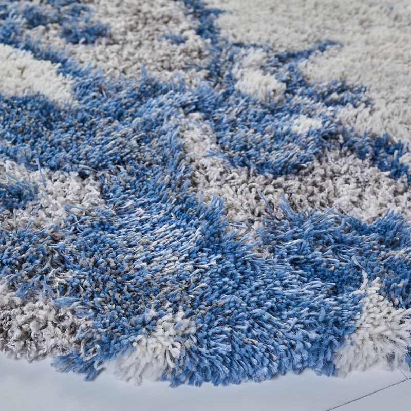 Horizon Shag 800 HZN890 Machine Made Area Rug - 5' Round - Grey/Blue - Safavieh